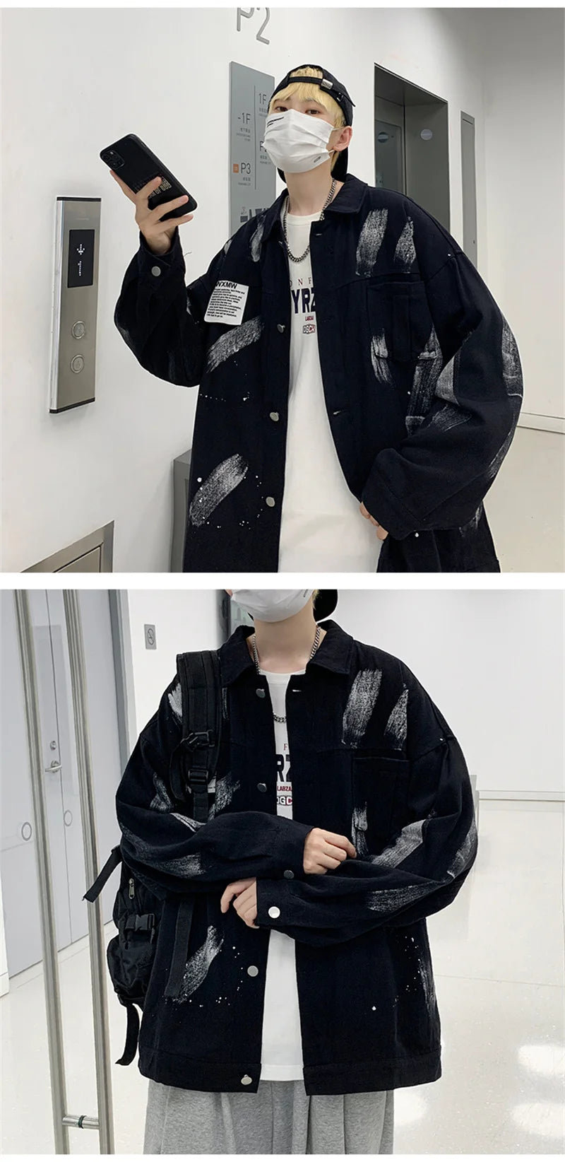 new graffiti tie dye denim jackets for men autumn high street appliques button coats harajuku fashion vintage jeans jacket unique jeans style 108