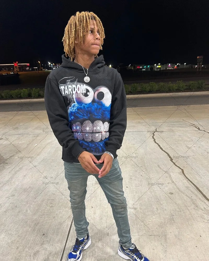 Autumn and Winter New American Loose Casual Cartoon English Printed Oversized Hoodie Women Y2k Gothic Punk Style Sweatshirt Men Street King Limited