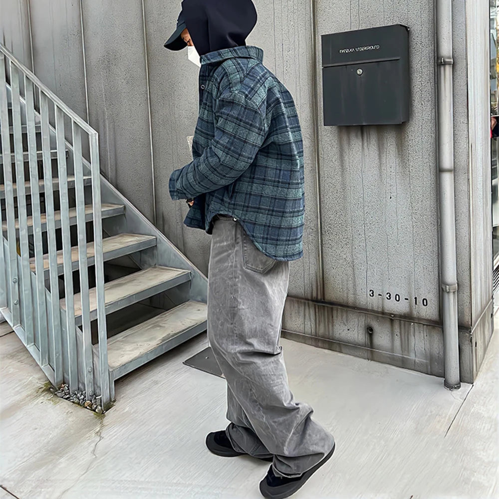 y2k streetwear vintage plaid winter padded cotton jacket for men and women lapel baggy casual ropa chaquetas hombre thick coat unique default style 1959