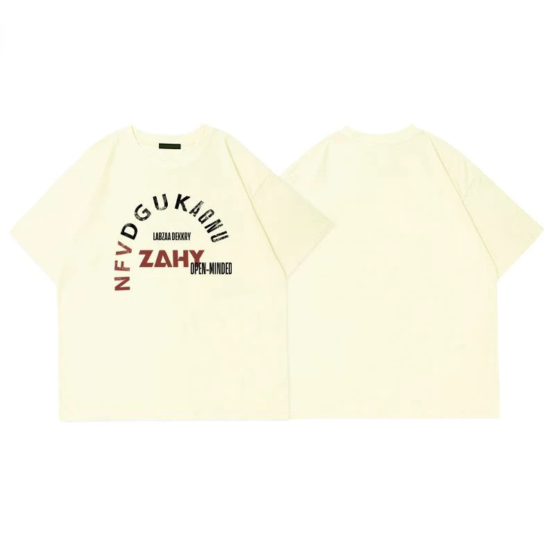 Trendy Korean Style Personalized Ins Creative Letter Printed T-shirt Summer Men's Y2K Street Casual Half-sleeved Round Neck Top Street King Limited