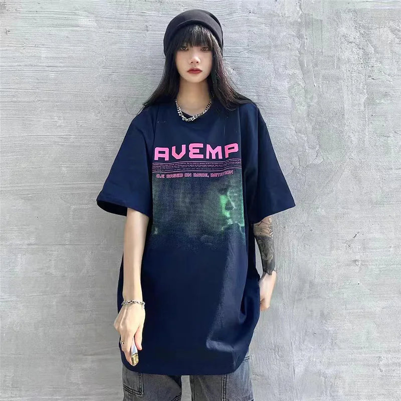 C.E T-shirts Men Woman Good Quality Cotton Casual Loose Vintage Abstract Face Printing Summer O-Neck CAVEMPT Top Tee Street King Limited
