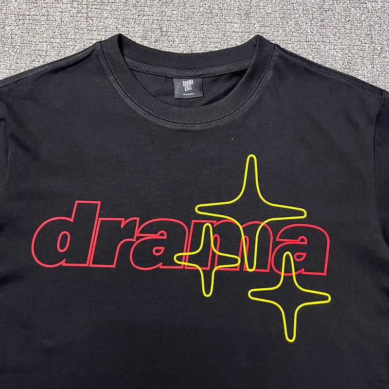 2024ss Drama Call T-shirt Men Women 1:1 High Quality Stars Letter Print Fashion Street Lovers Casual Tops Tee Street King Limited