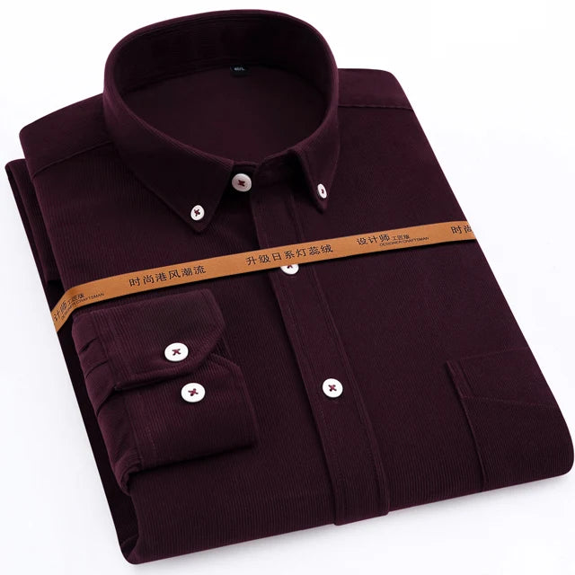 Streetwear Japan Style Mens Fashion Long Sleeve Corduroy Shirt Single Patch Pocke Japan Style Mens Fashion Long Sleeve Corduroy Shirt Single Patch Pocket Comfortable Work Casual Standard Fit Button Down Shirts Fashion Sweater Jacket With Graphic Design For Men