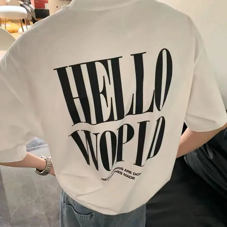 Summer Korean Style Simple Printed T-shirt Fashionable American Retro Y2K Loose Large Letter Ins Half-sleeved Sports Top Street King Limited