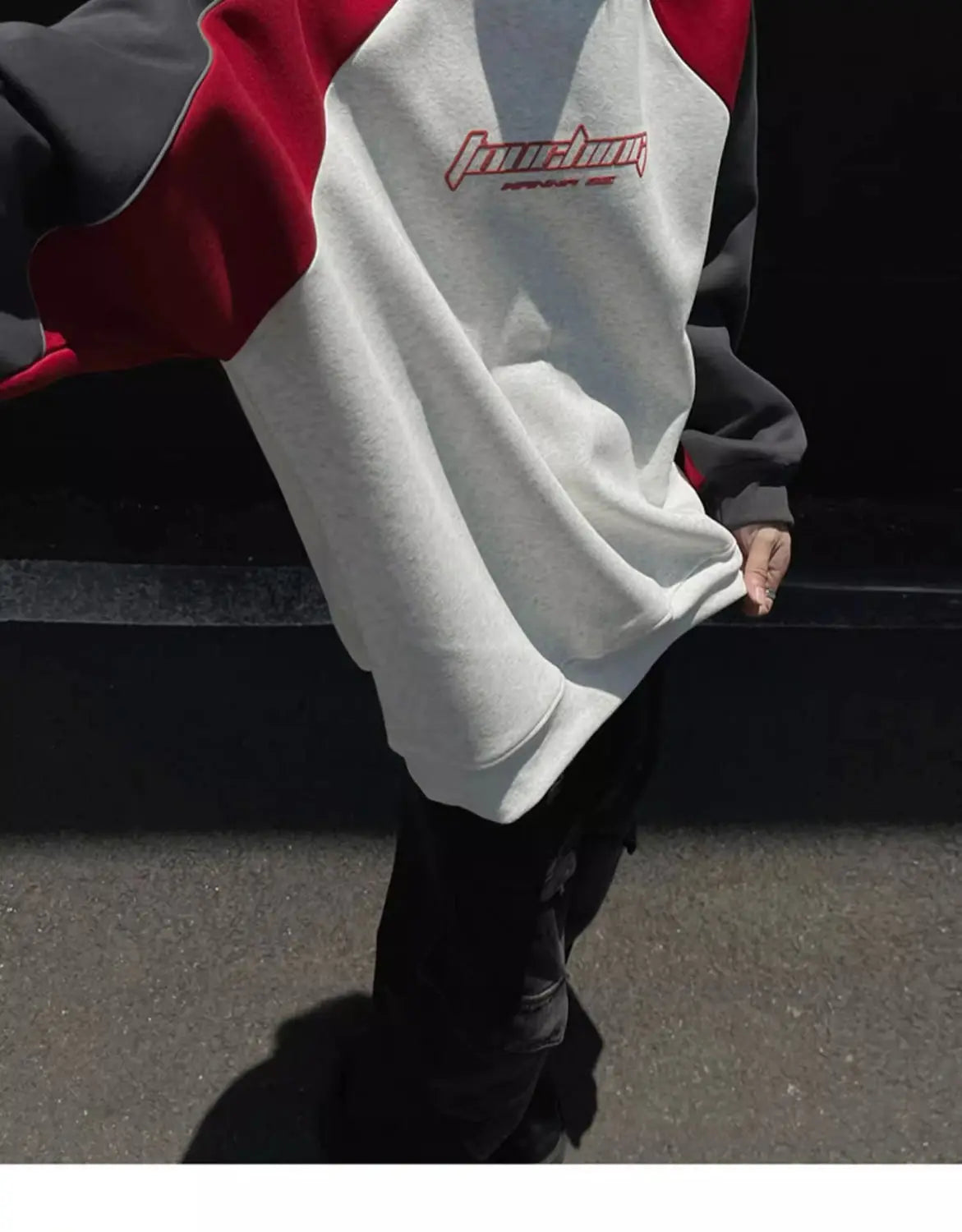 Trendy Personality Korean Motorcycle Style Round Neck Sweatshirt Men 2024 Spring Autumn Niche Contrasting Color Pullover Hot Top Street King Limited