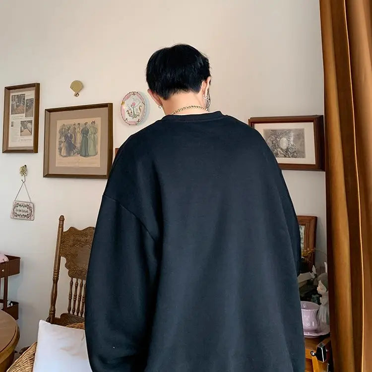 Trendy and Personalized Korean Round Neck Sweatshirt Men Spring Autumn New Y2K Thickened Trendy Brand Long-sleeved Top Jacket Street King Limited