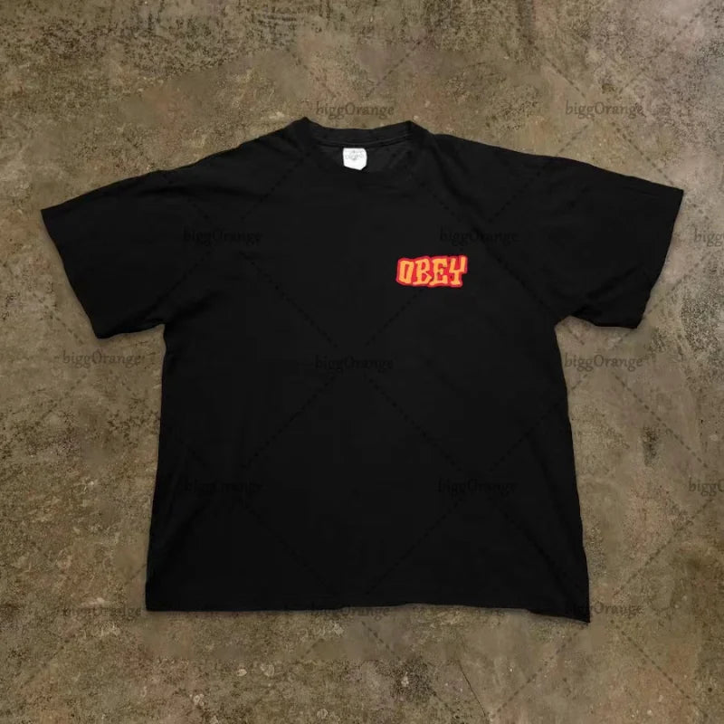 2023 American Streetwear Goth Punk Letter Print Oversized T-Shirts Men's Fashion Casual Loose Crew Neck Tops T-Shirts Women's Street King Limited