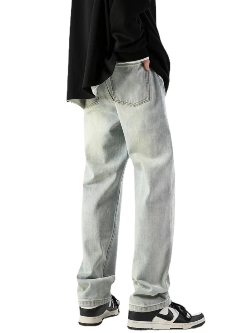 fashion loose streetwear denim basic pants unisex casual zipper jean pant hip hop trousers joggers men straight jeans traf homme urban active pants