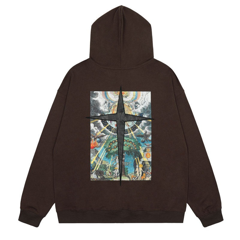 "Black Cross" Unisex Men Women Streetwear Graphic Hoodie Daulet Apparel
