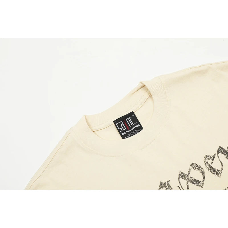 SAINT T-shirts Men Woman New Rose Portrait Printing O-Neck Short Sleeve Summer Loose Lovers Top Tees Street King Limited