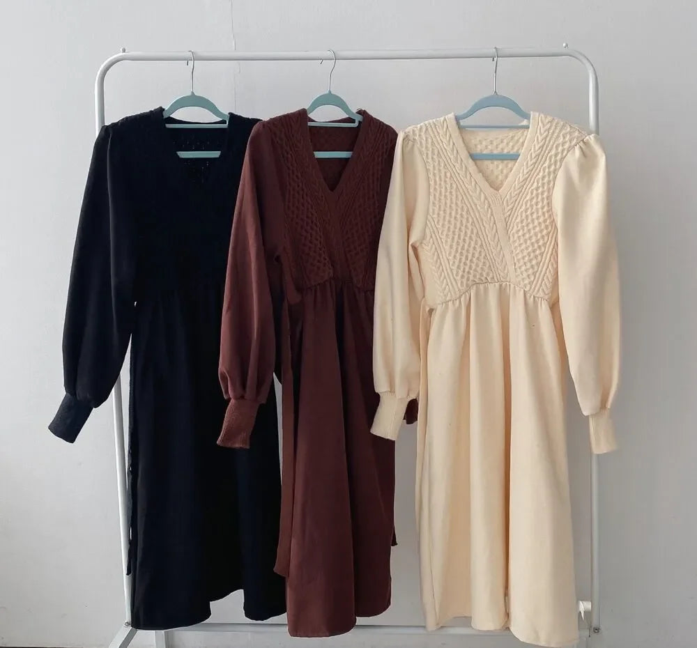 Winter Dress Long Elegant Splicing Stripes Y2k Knitted Dress Women Koean Fashion Long Sleeve Dresses Female Club Party Vestidos Street King Limited
