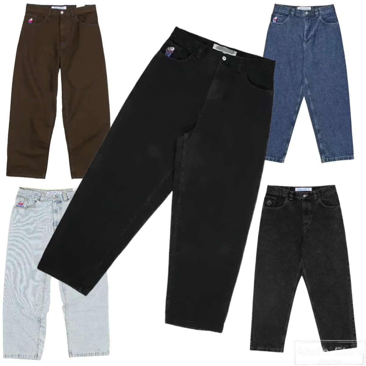 y2k gothic polar big boy baggy jeans cartoon embroidery streetwear mens womens fashion denim pants hot sell wide leg trouser unique jeans style 3843