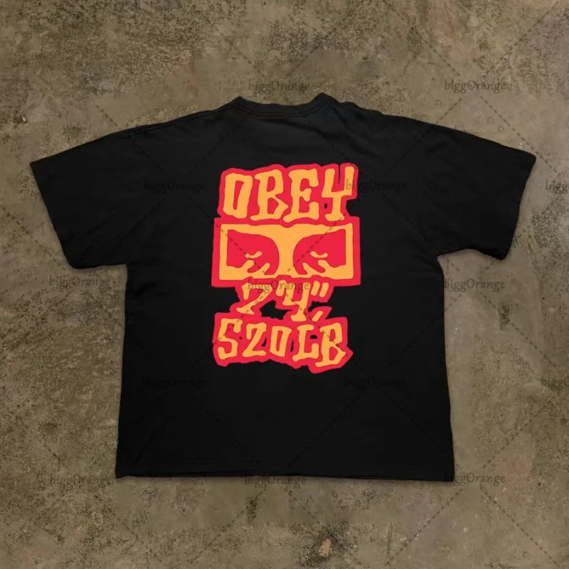 2023 American Streetwear Goth Punk Letter Print Oversized T-Shirts Men's Fashion Casual Loose Crew Neck Tops T-Shirts Women's Street King Limited