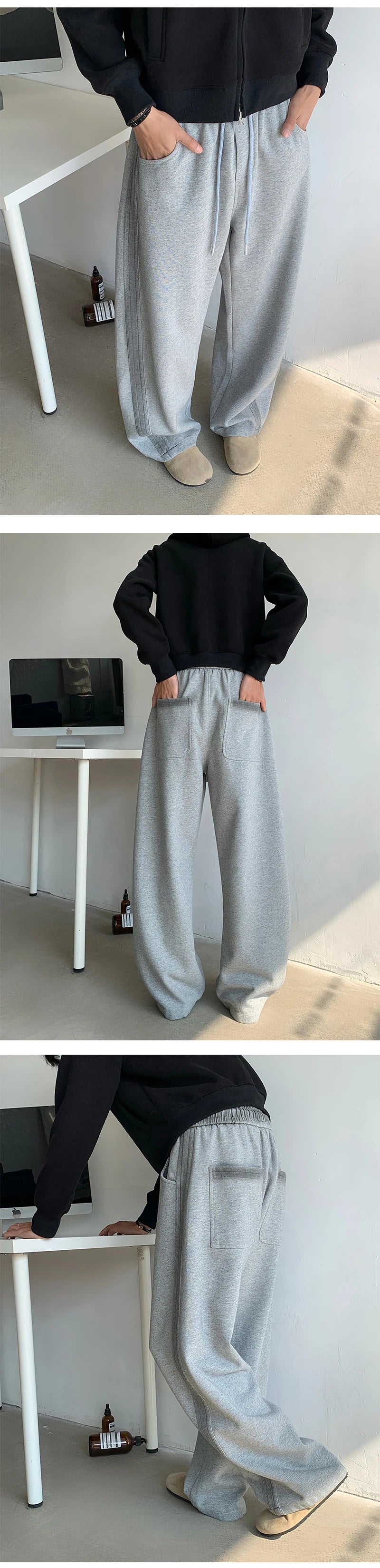 winter new mens tie dye fleece casual pants side striped wide leg straight sweatpants neutral high quality long baggy trousers unique joggers style 865
