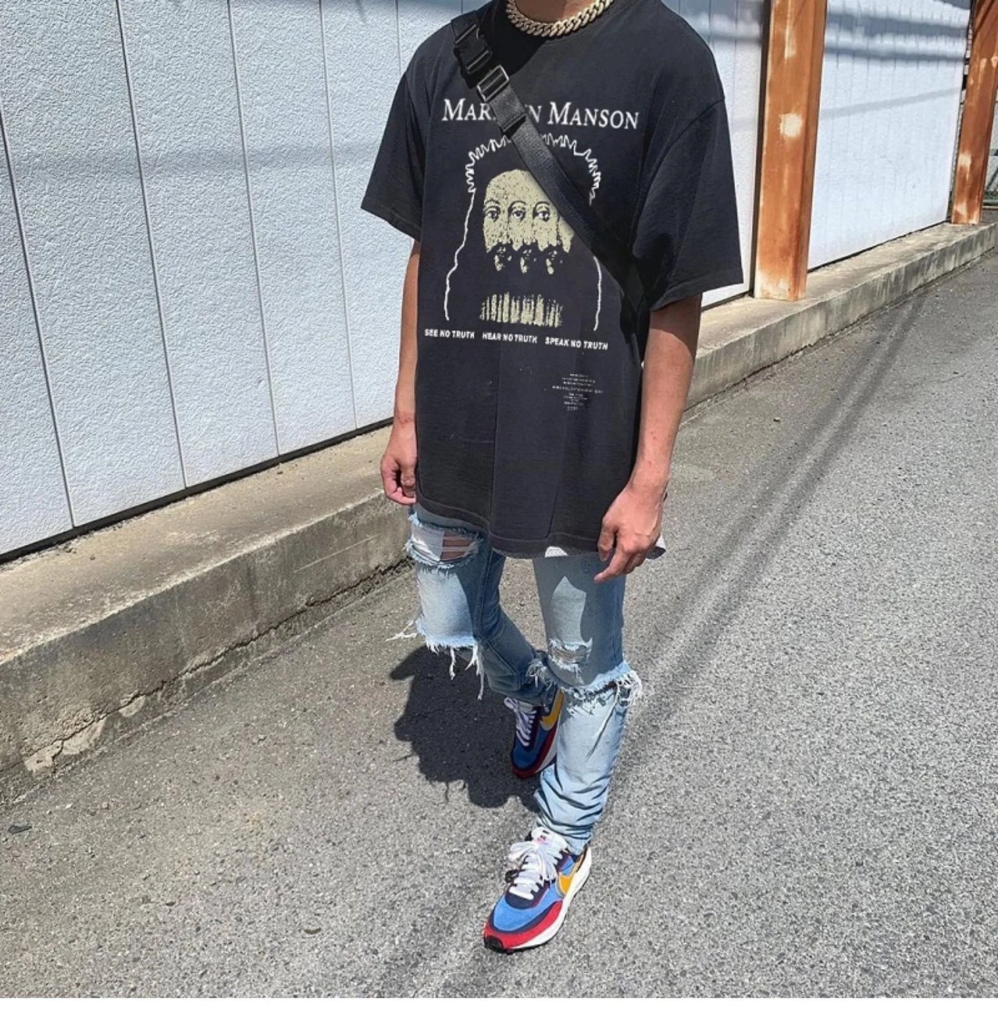 Summer Retro Vintage Rock Band Tee Portrait Print Cotton High-Street Casual Loose T-Shirt For Men Street King Limited