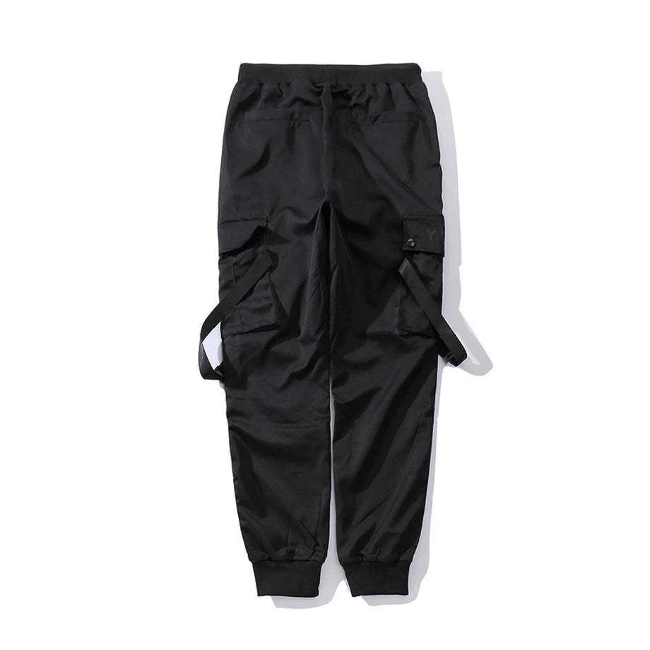 US Size Streetwear Sweatpants Men Jogger Ribbon Pocket Elastic Waist 2022 Fashion Hip Hop Mens Joggers Cargo Black Pants HZ155 Street King Limited
