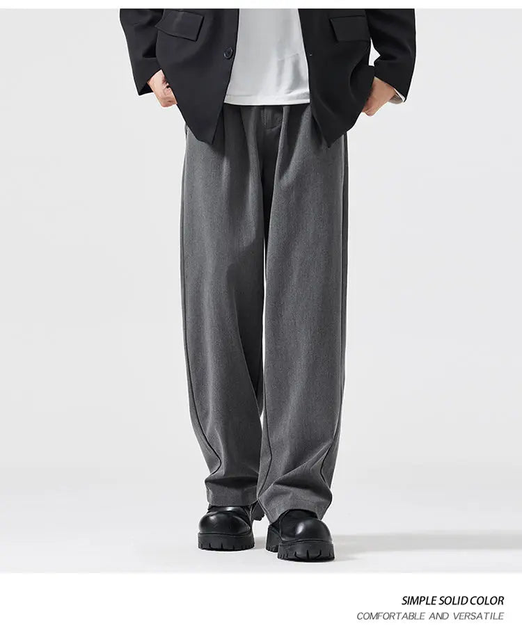 suit pant men korean streetwear fashion loose casual plus size straight suit pant office man commuter pants trousers unique default style 2098