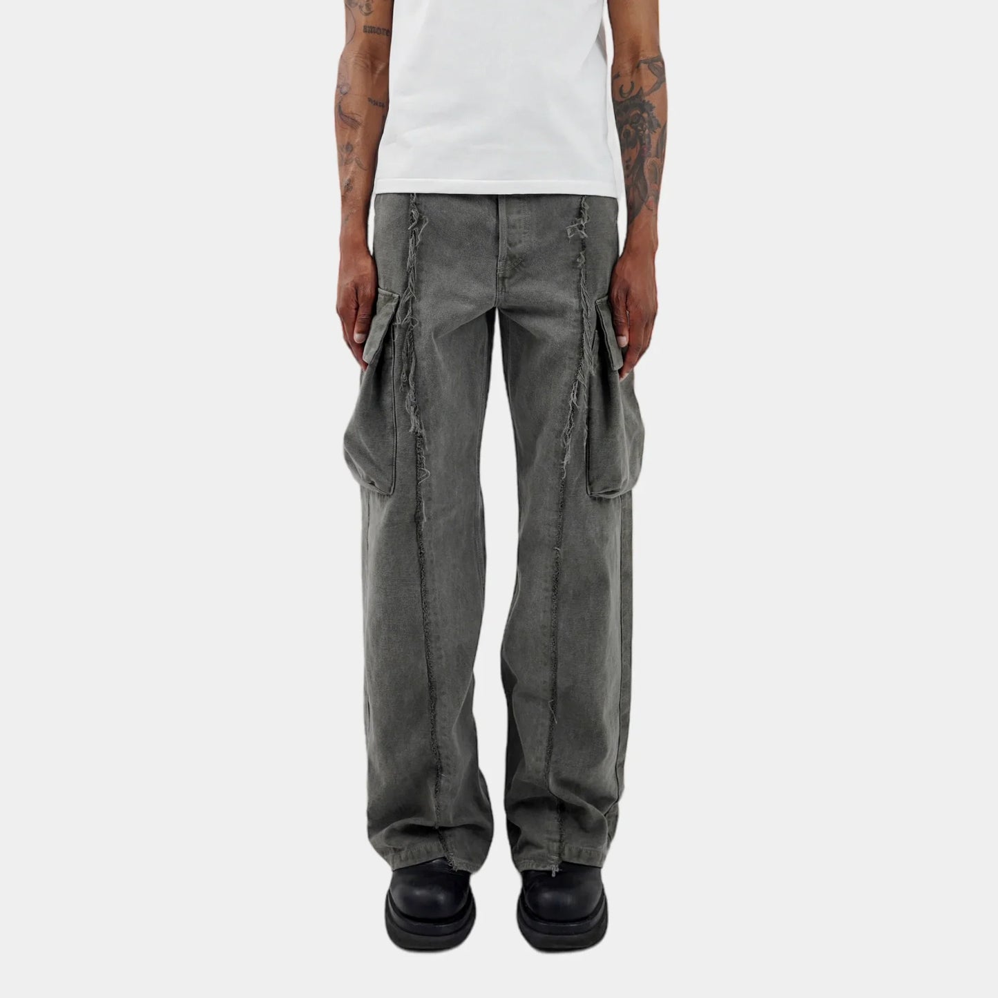 y2k streetwear tassel multi pocket jeans for men straight solid baggy cargo pants pantalones hombre casual denim trousers unique cargo style 895