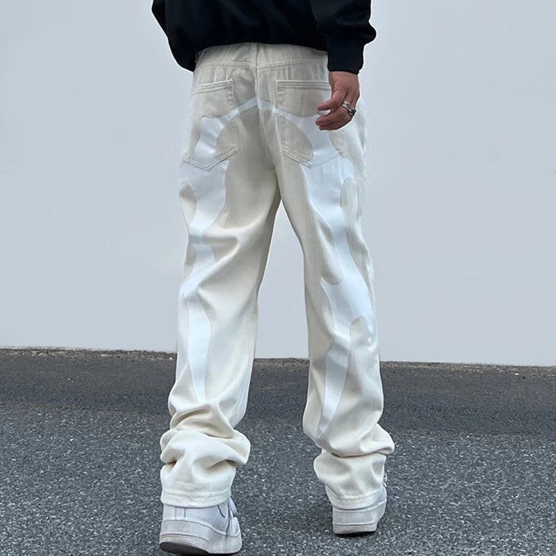 Hip Hop Retro Letter Embroidery Patchwork Casual Baggy Denim Pants Men's Harajuku Streetwear Straight Oversized Jeans Trousers Street King Limited