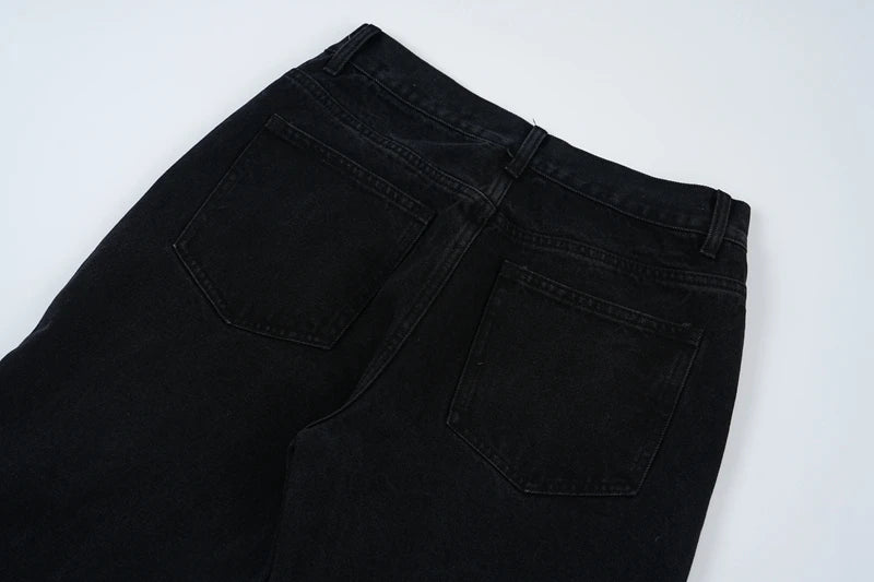 y2k streetwear embroidered ripped wide jeans for men washed destroyed torn flared jean male tassels hip hop jeans pants baggy unique jeans style 5177