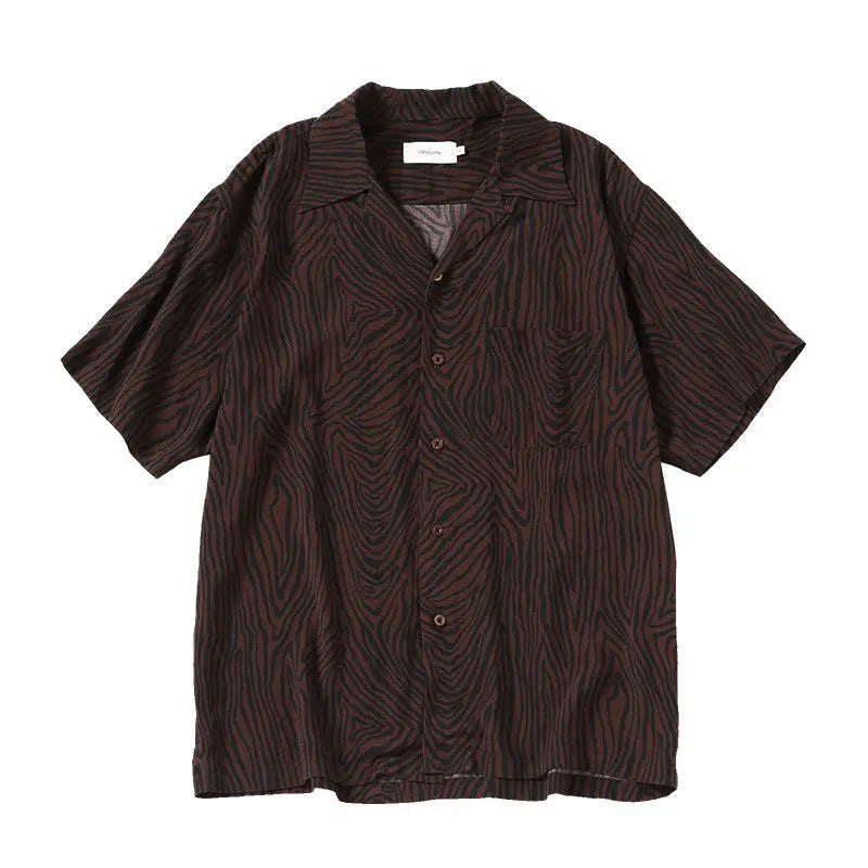 Summer new high-end design tree ring pattern printed short-sleeved Cuban collar open collar Hawaiian shirt for men and women y2k Street King Limited