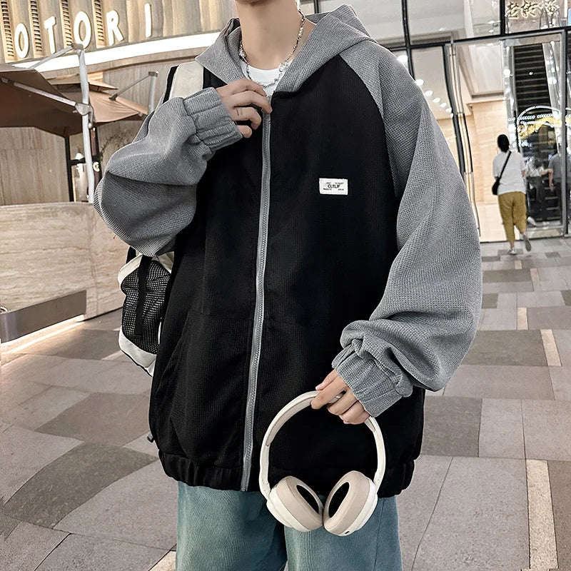 Oversized Flame Graphic Hoodie for Men