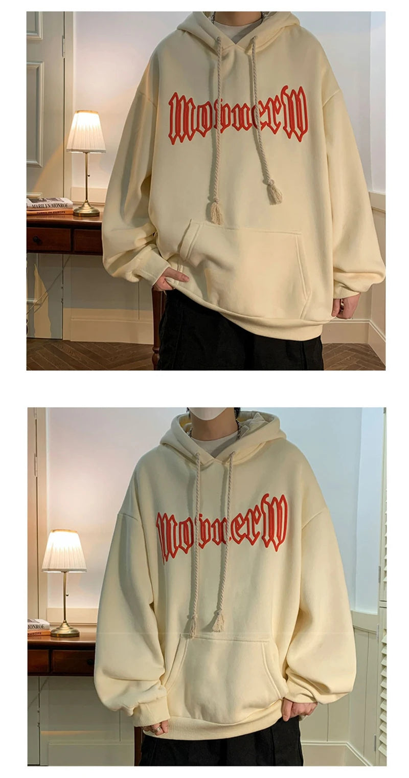 Autumn Vintage Gothic Letter Foam Printed Hooded Sweatshirts Hombre Casual Streetwear Hip Hop Hoodies Y2K Pullover Baggy Hoody Street King Limited