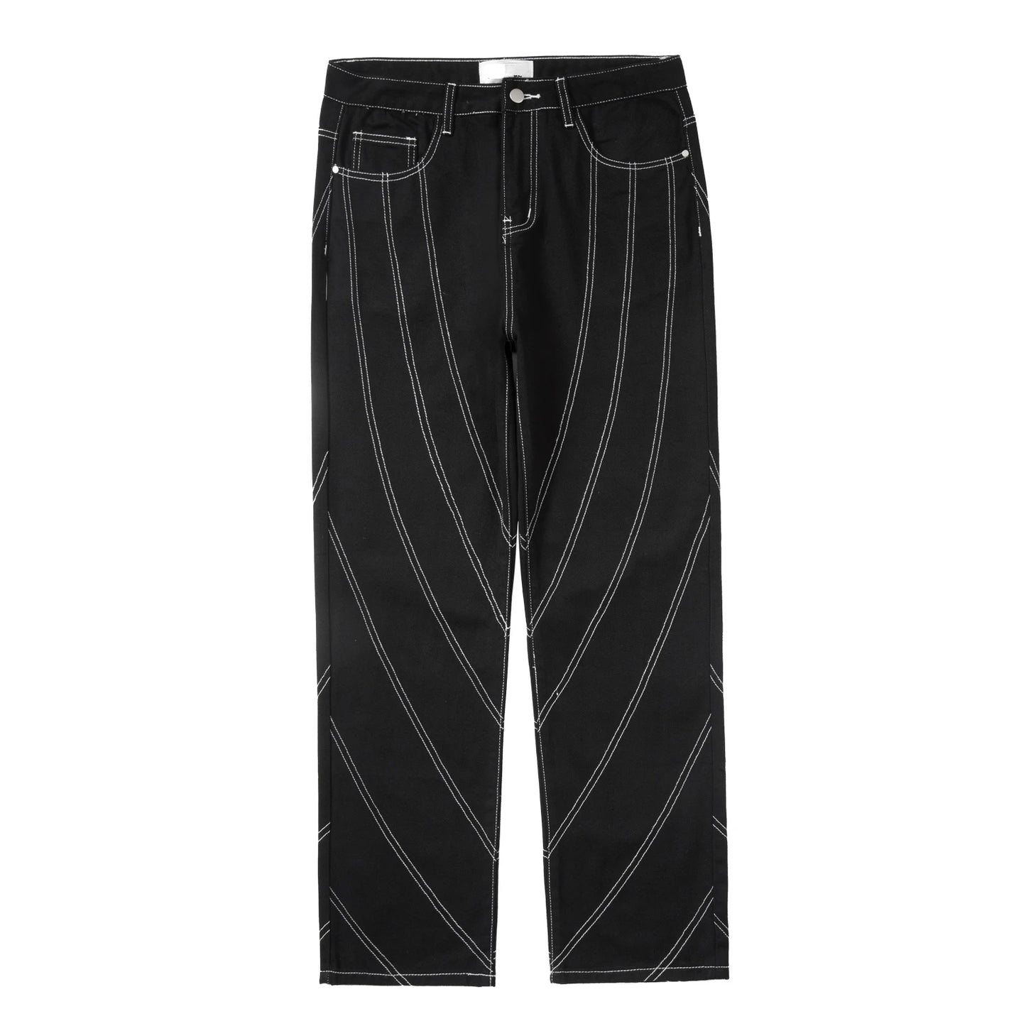 fashion design lines denim jeans mens zipper loose straight trousers hip hop new casual streetwear pants joggers baggy jeans unique joggers style 407