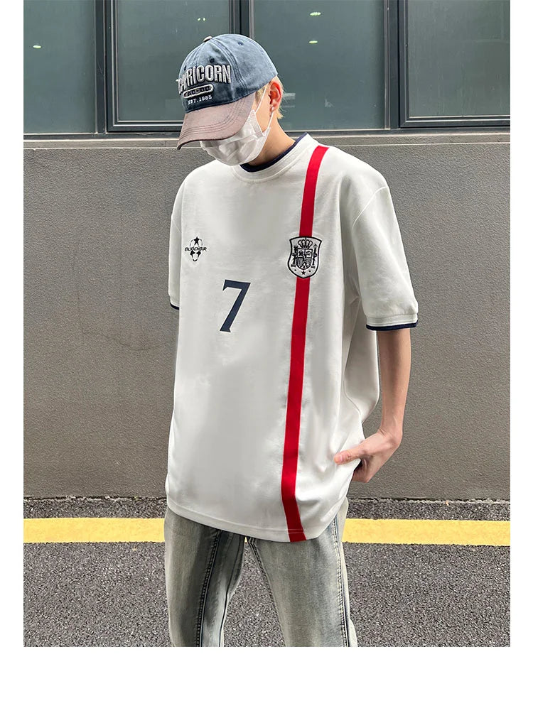 Summer American retro high street niche tops trendy brand ins fashion design oversize couple short-sleeved T-shirt y2k tops emo Street King Limited