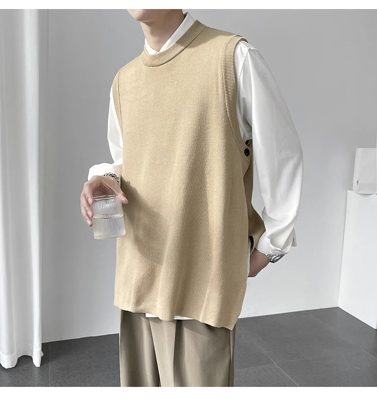 Slim Fit Sweater Vest Men Warm Fashion Casual Knitted Pullover Men Korean Loose Sleeveless Sweater Mens Jumper Clothes M-3XL Street King Limited