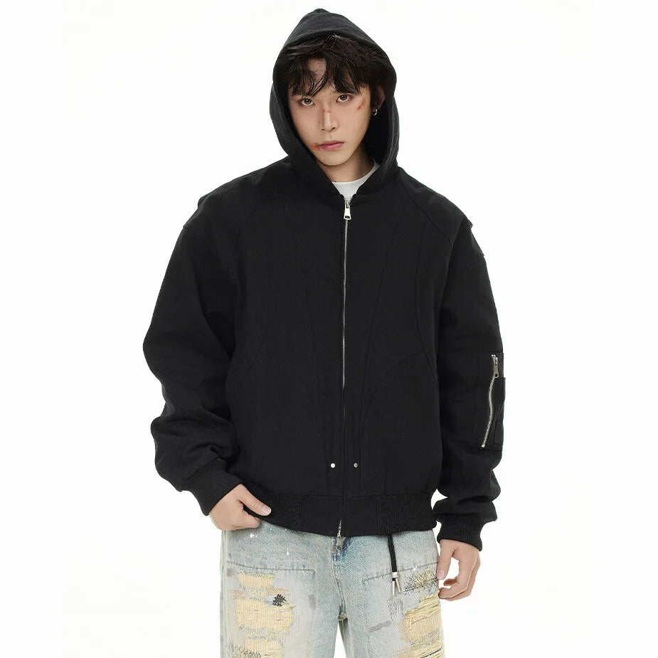 spring autumn hood bomber jacket men streetwear fashion loose casual hooded short cargo jacket cityboy coat outerwear military streetwear pants
