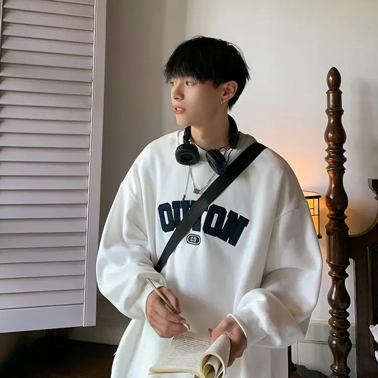 Trendy and Personalized Korean Round Neck Sweatshirt Men Spring Autumn New Y2K Thickened Trendy Brand Long-sleeved Top Jacket Street King Limited