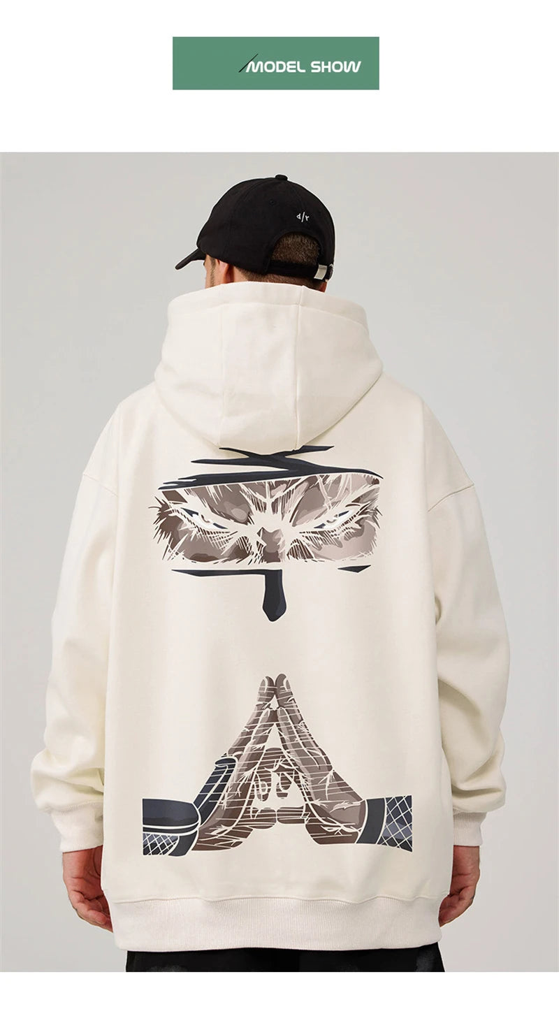 Funny Anime Ninja Mudra Graphic Printed Hoodies For Men Hip Hop Streetwear Pullovers Hooded Sweatshirts Y2K Goth Fashion Hoody Street King Limited