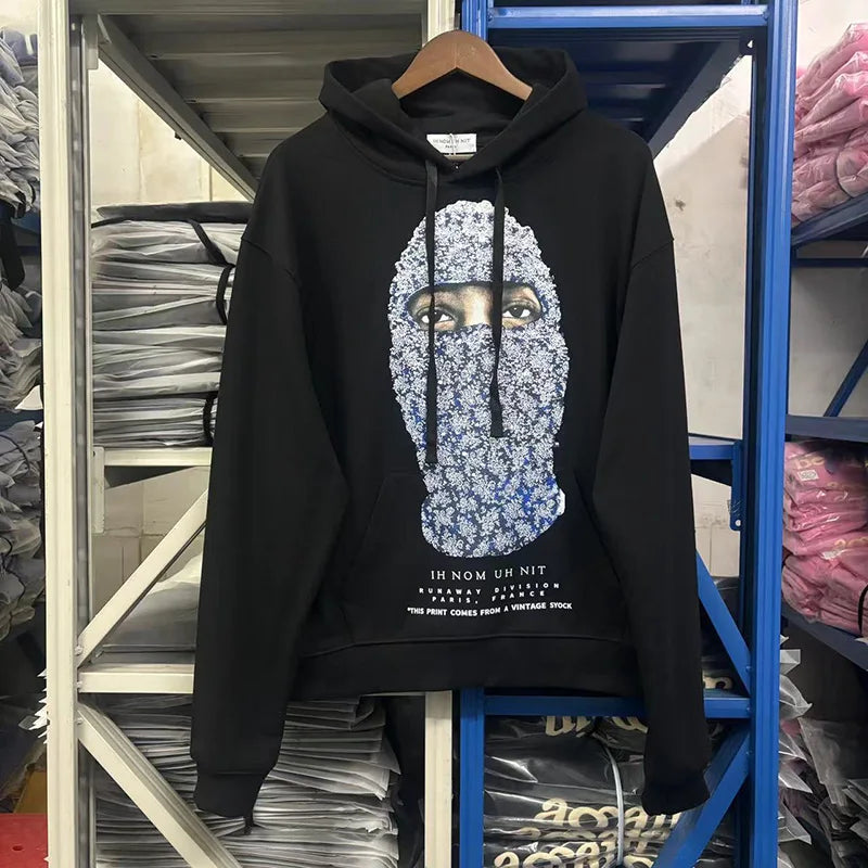 Black Rice White IH NOM UH NIT Hoodies Roses Masked Men Printing Loose Casual Lovers Men Woman Pullover Sweatshirts Street King Limited