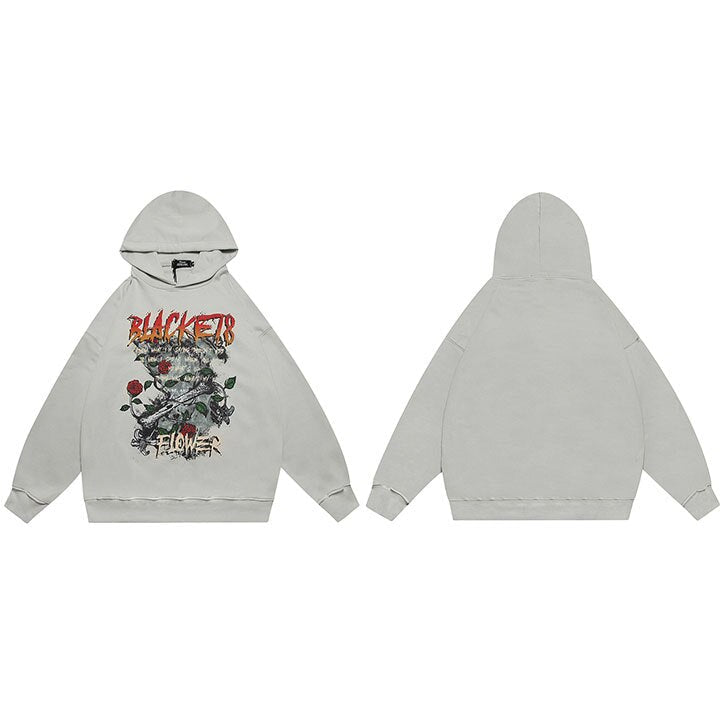 "Black Rose" Unisex Men Women Streetwear Graphic Hoodie Daulet Apparel