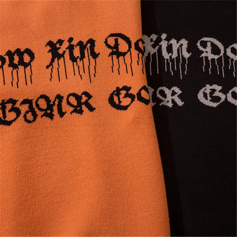 Half High Collar Goth Women Men Sweaters Oversized Long Sleeve Knitted Pullovers Y2k Men Ripped Sweater Harajuku Streetwear Tops Street King Limited