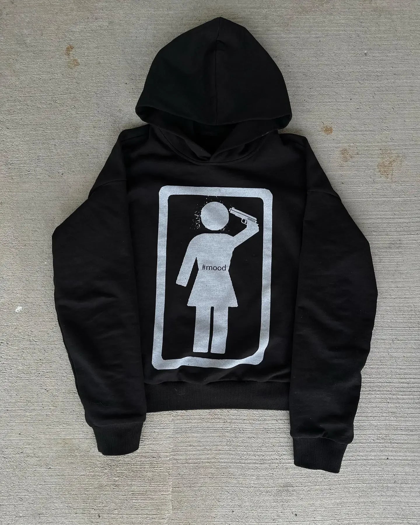 American Gothic Cartoon Pattern Oversized Hoodie Women's Y2K Street Hip Hop Harajuku Fashion Loose Long Sleeve Sweatshirt Men's Street King Limited