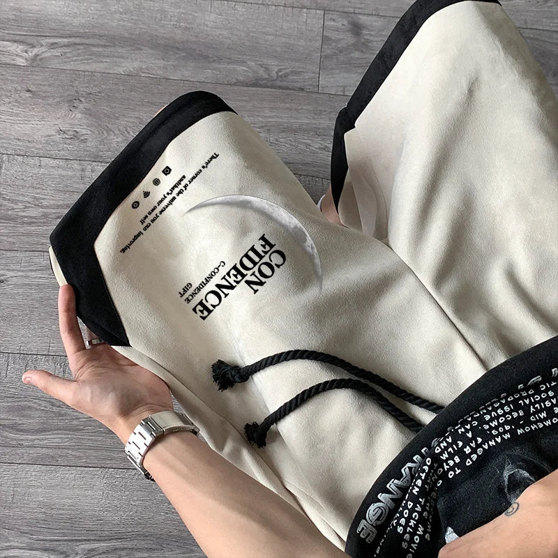 summer letter print suede shorts mens basketball training baggy short sweatpants new streetwear patckwork gym y2k bermudas unique joggers style 3288