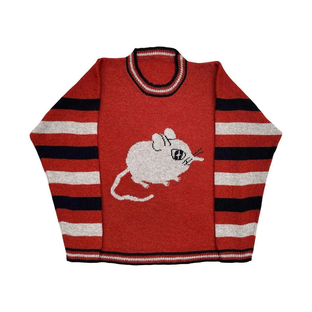 Y2K Women's Sweater Clothing Vintage Knitted Wool Sweater Jumper Round Neck Stripe Cute patterns Round Neck Long Sleeve Clothing Street King Limited