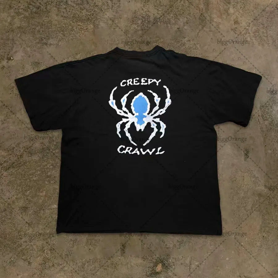 2023 American Streetwear Goth Punk Letter Print Oversized T-Shirts Men's Fashion Casual Loose Crew Neck Tops T-Shirts Women's Street King Limited