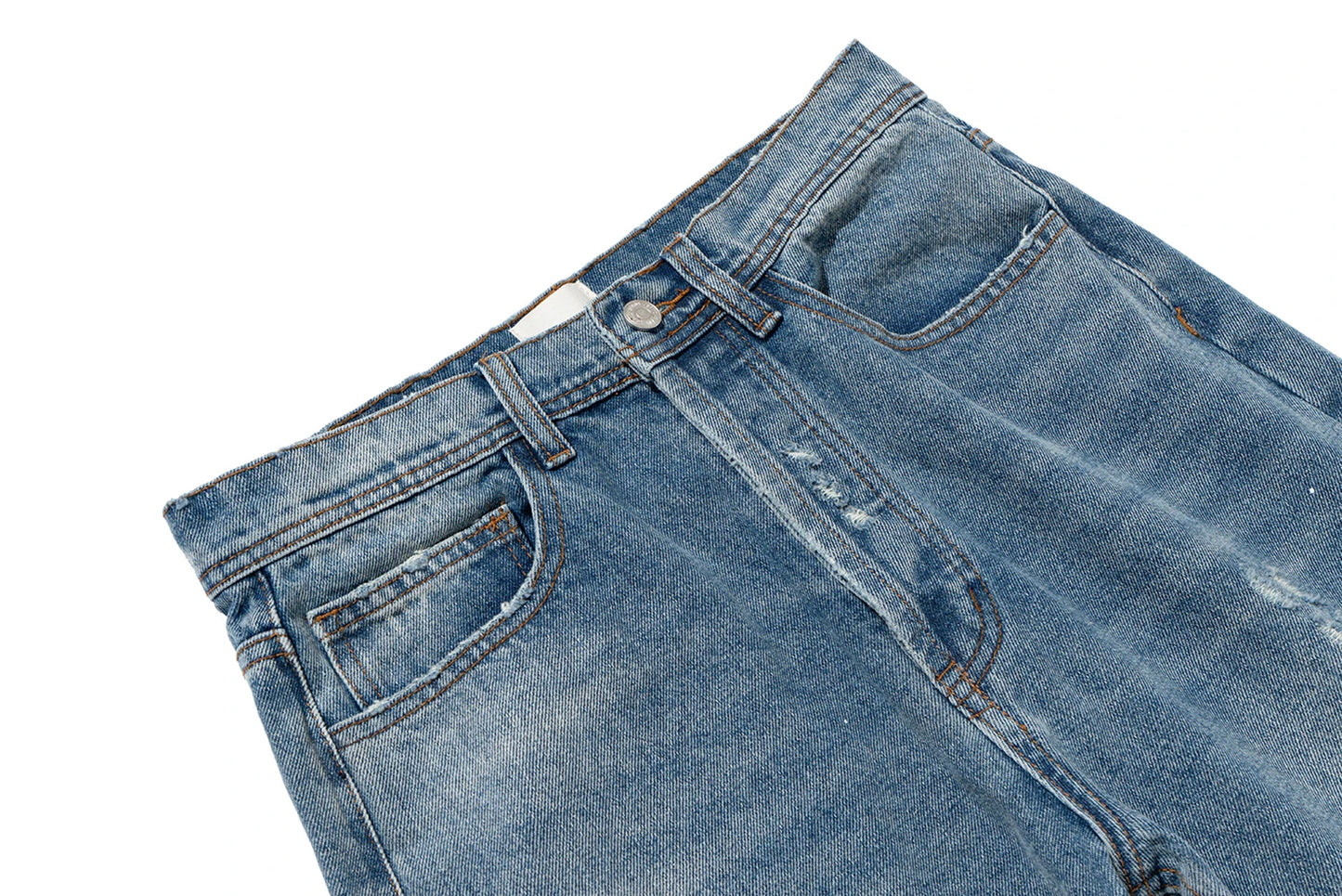 Burn Damaged Mud Dyed Washed Blue Micro Flared Jeans for Men Hip Hop Hole Distressed Baggy Denim Trousers Oversiozed Cargos Street King Limited