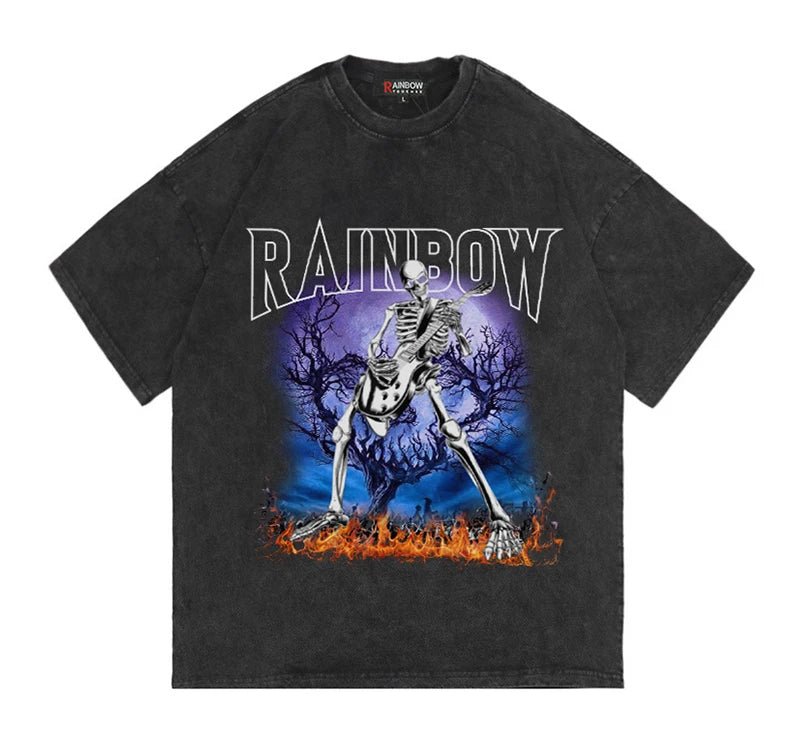 Rainbowtouches 2022 New Brand Men T-Shirt High Street Tidal Current Python Printing Mens Graphic T-Shirts Vintage Loose T-Shirt Street King Limited