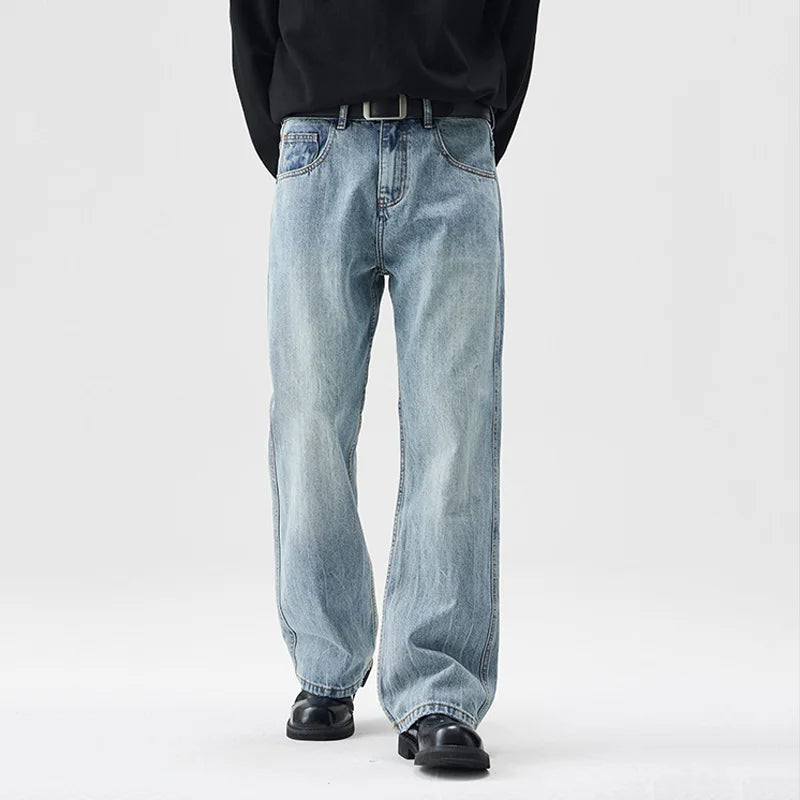 mens retro fashion high street loose casual denim micro flared pants jeans men streetwear plus size jeans trousers 28 40 ripped baggy denim