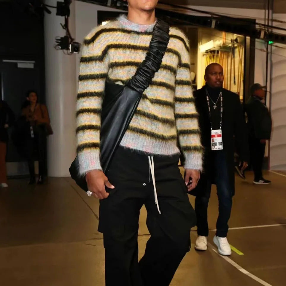 Color Match Striped Autumn and Winter Pullover Sweater for Men and Women Patchwork Baggy Crew Neck Streetwear Knitted Sweater Street King Limited