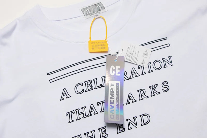 Men Woman CAVEMPT Tops Tee Summer Cotton Slogan Abstract Printing O-Neck Loose Classic All-match Casual C.E Short Sleeve Street King Limited