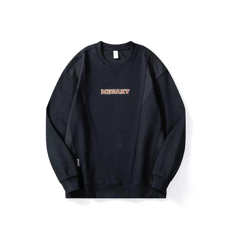 Men Handsome Splice Embroidery Fashion Loose Casual Pullover Sweatshirt Spring Autumn Plus Size Hoodies for Man Clothing Street King Limited