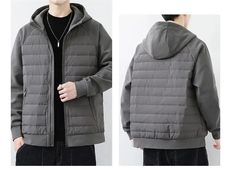 90 duck down jacket men fashion splice loose casual lightweight down hooded down jacket winter warm hoody coat outerwear unique default style 1127