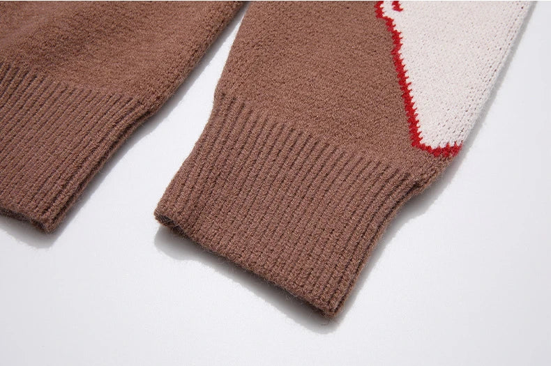 Hip Hop Knitted Sweater Men Autumn Winter O-neck Anime Pattern Pullover Streetwear Casual Loose Sweaters Unisex Jumpers Knitwear Street King Limited