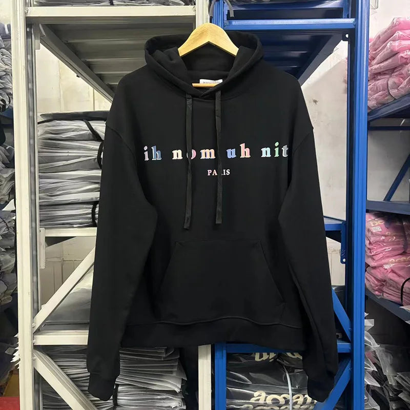 Black Rice White IH NOM UH NIT Hoodies Roses Masked Men Printing Loose Casual Lovers Men Woman Pullover Sweatshirts Street King Limited