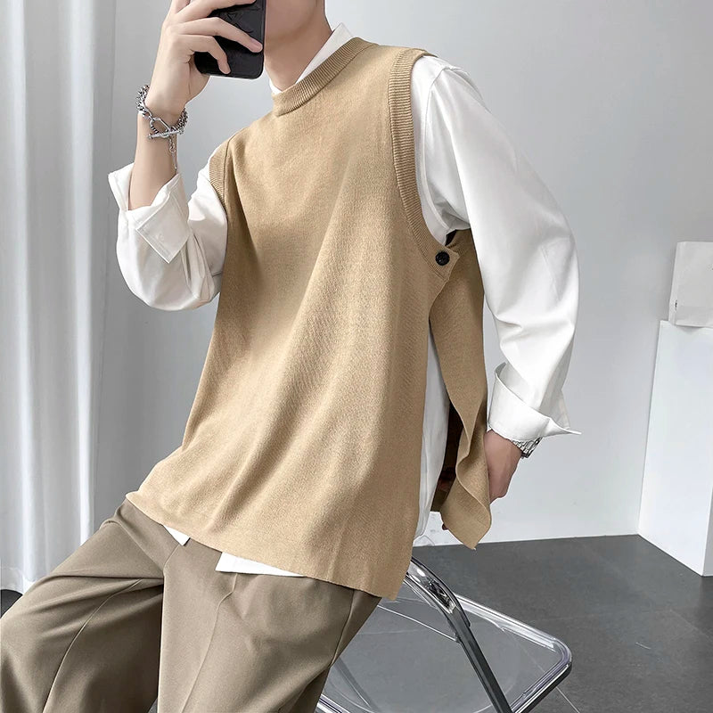 Slim Fit Sweater Vest Men Warm Fashion Casual Knitted Pullover Men Korean Loose Sleeveless Sweater Mens Jumper Clothes M-3XL Street King Limited